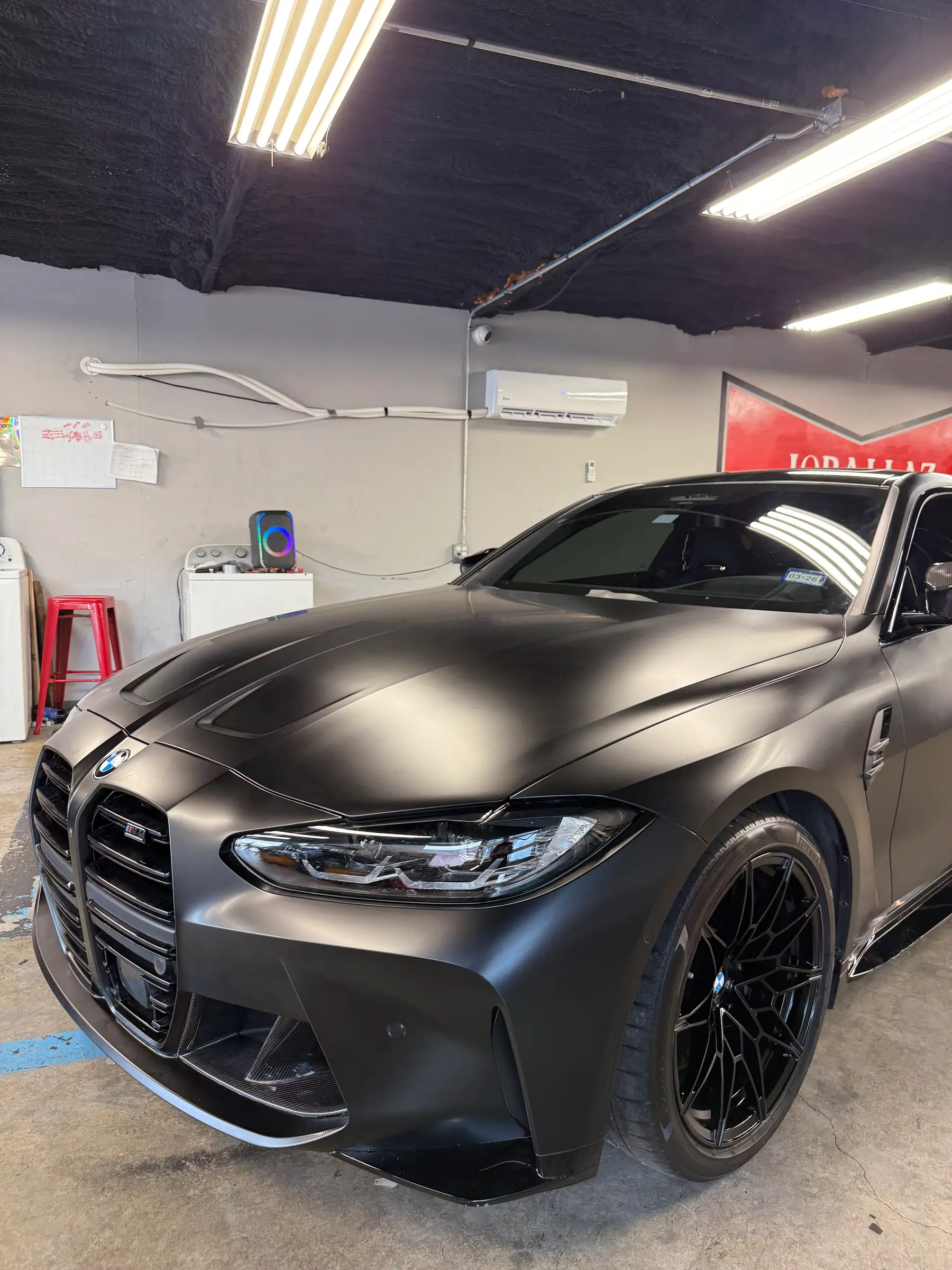 BMW M4: Satin Grey wrap, front